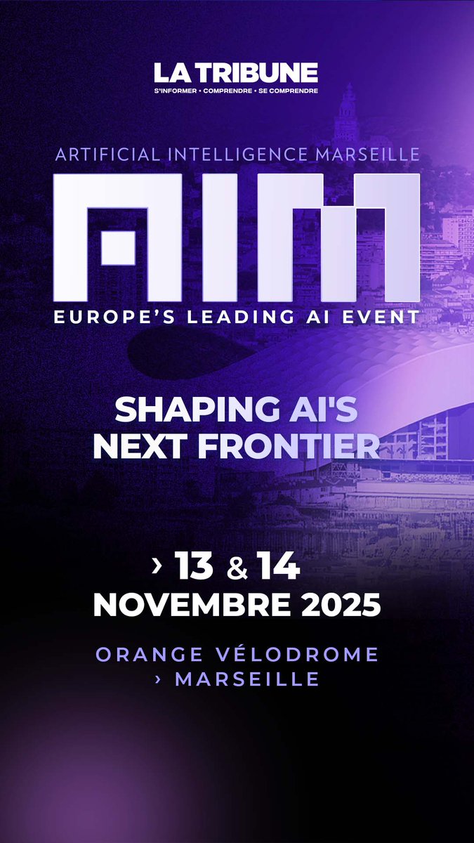 🤖 𝐄𝐯𝐞𝐧𝐭 - Marseille Innovation est fière de s’associer à nouveau à l’AIM 2025 !

📅 Rdv les 13 &amp; 14 Novembre pour la 3ᵉ édition de ce forum incontournable dédié à l’IA et à ses impacts sur nos sociétés !

➡️ Inscriptions gratuites : lnkd.in/ewUHU_cu