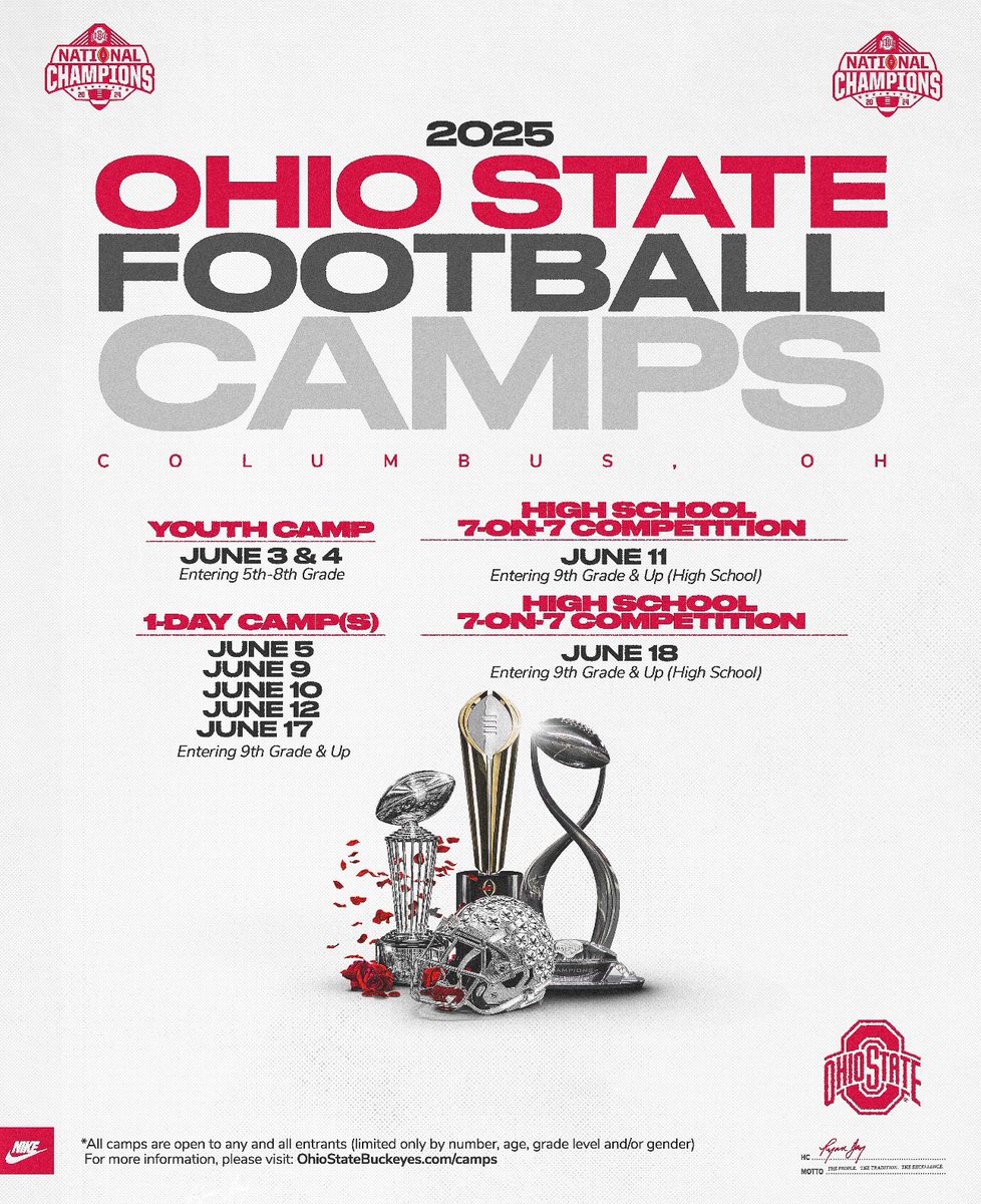 I'm going camping at <a href="/OhioStateFB/">Ohio State Football</a> on June 9th! 
<a href="/ryandaytime/">Ryan Day</a> <a href="/CoachFess/">Billy Fessler</a> <a href="/brianhartline/">Brian Hartline</a> <a href="/markpantoni/">Mark Pantoni</a>
<a href="/Coach_Kriesky/">Matthew Kriesky</a> <a href="/BlackmanFtball/">Blackman Football</a> <a href="/strengthcoach34/">Beasley Elite Sports</a> <a href="/mickdwalker/">Mick Walker</a> <a href="/MasterTeagueIII/">Master W. Teague III</a>