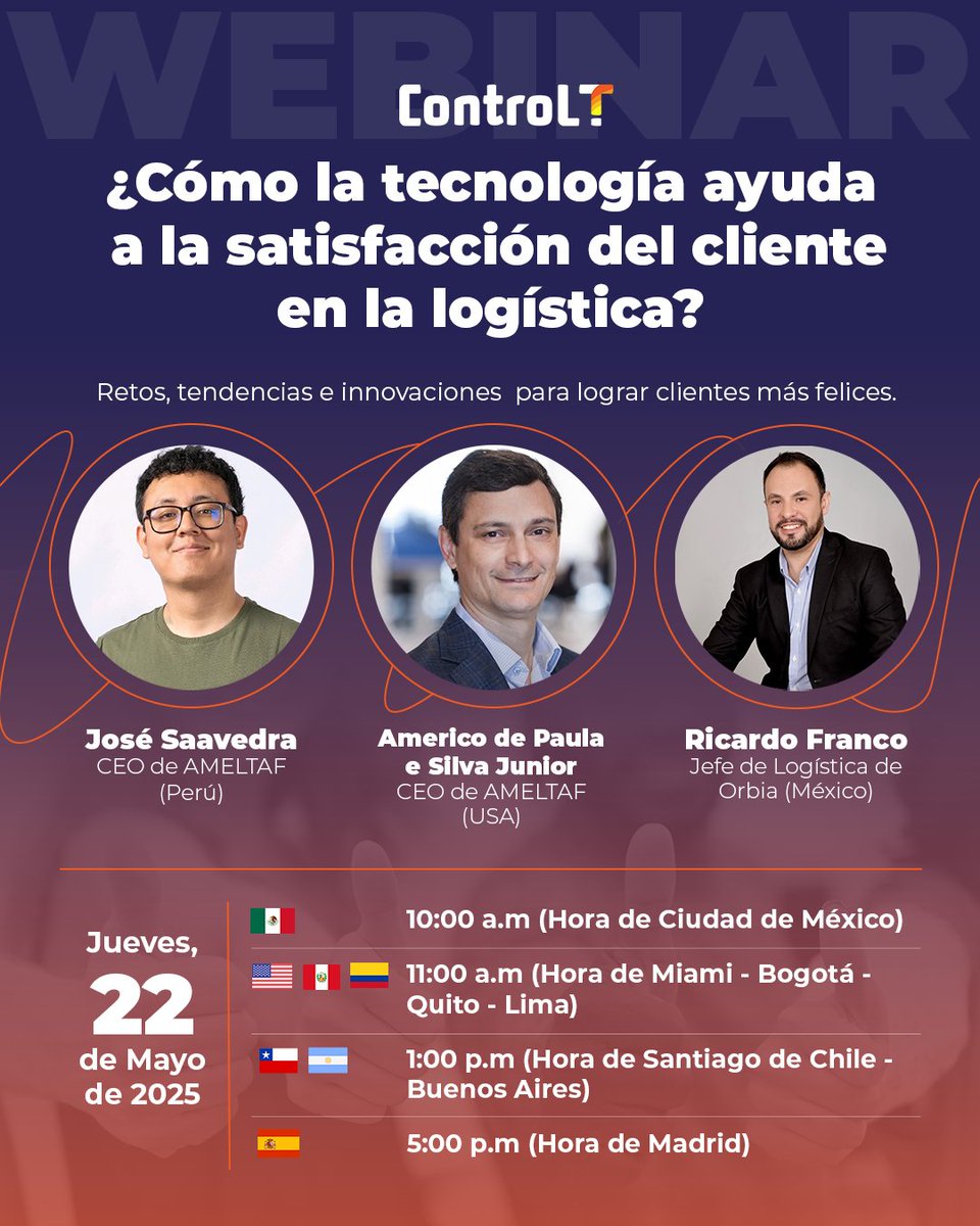 Solo 100 personas podrán acceder a este espacio con líderes de Amazon Web Services (AWS), AMELTAF y Vestolit, an Orbia business
📅 Jueves 22 de mayo – 10:00 hrs (México)
📝 Regístrate ya: 

hubs.ly/Q03lV2p50
#logística #transporte #supplychain #torredecontrol #controltower