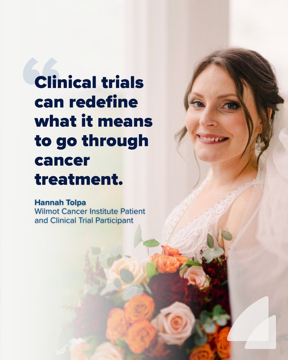 At 27, Hannah Tolpa was diagnosed with stage 4 Hodgkin lymphoma. After joining a clinical trial at Wilmot Cancer Institute, she was cancer-free in six months. 

Read how clinical trials impact lives every day: urmc.info/clinicaltrials…