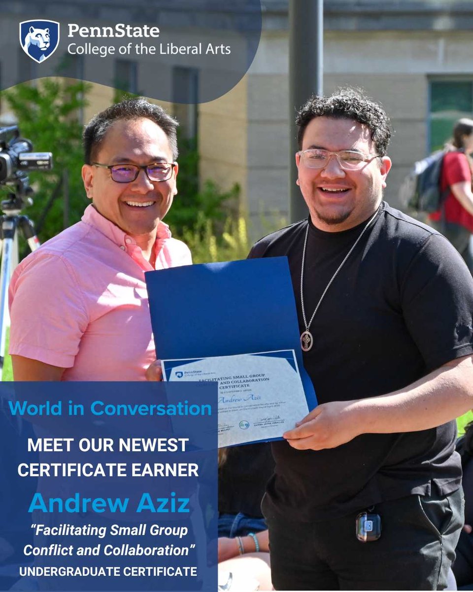 Meet Andrew Aziz—pursuing a major in Forensic Science and a minor in BMB, Andrew earned a #WinC certificate in Facilitating Small Group Conflict and Collaboration.
~150 hours of facilitation practicum = a standout skill set for leading effective collaboration across divides.