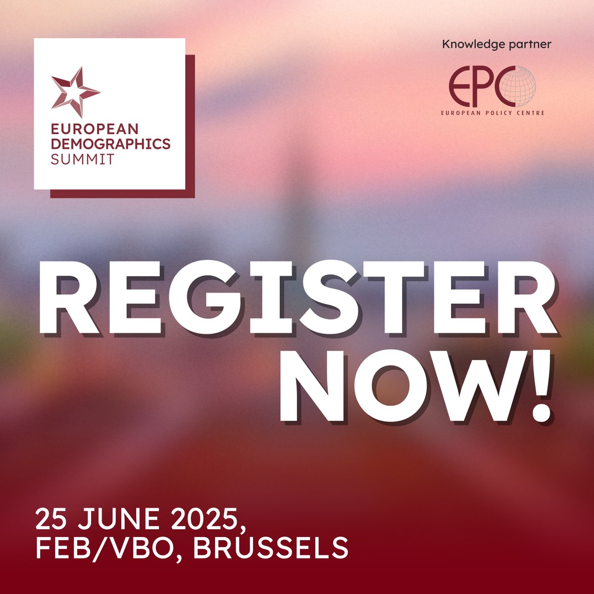 👥 Shaping Europe's future starts with its people

Registration for the European Demographics Summit 2025 is now open!

📅 25 June 2025
📍 FEB/VBO, Brussels

Join the conversation at #EUDemographics2025, where decision-makers and experts will tackle the urgent challenges of