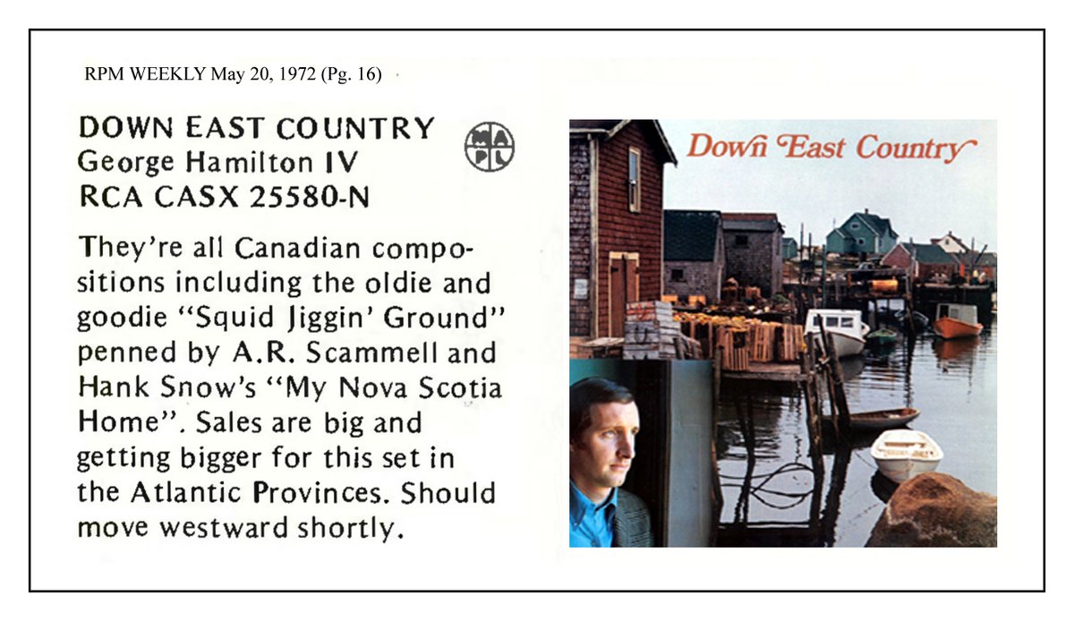 NewFound Records (@newfoundrecords) on Twitter photo Today (May 20) in #NLMusicHistory...
In 1972, RPM Weekly magazine had a mini-review of Nashville superstar GEO HAMILTON IV's LP "Down East Country". It included songs penned by Newfoundland's ART SCAMMELL, and BURT CUFF.
<a href="/hurtinforreal/">Hurtin For Real</a> Today (May 20) in #NLMusicHistory...
In 1972, RPM Weekly magazine had a mini-review of Nashville superstar GEO HAMILTON IV's LP "Down East Country". It included songs penned by Newfoundland's ART SCAMMELL, and BURT CUFF.
<a href="/hurtinforreal/">Hurtin For Real</a>