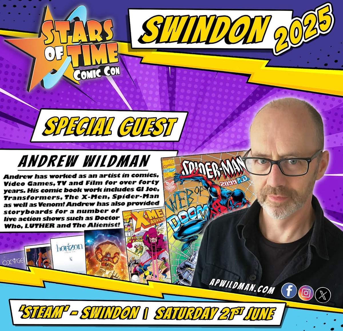 STARS OF TIME (@starsoftime) on Twitter photo Meet ARTIST Andrew Wildman <a href="/STARSOFTIME/">STARS OF TIME</a> Saturday 21st June <a href="/steam_museum/">STEAM Museum</a> SWINDON 💥 #ComicCon #artist #comics #illustration #illustrator #ComicArt #sketch #comicbook #art #DoctorWho #gaming
TICKETS: shop.myonlinebooking.co.uk/steammuseum/se… Meet ARTIST Andrew Wildman <a href="/STARSOFTIME/">STARS OF TIME</a> Saturday 21st June <a href="/steam_museum/">STEAM Museum</a> SWINDON 💥 #ComicCon #artist #comics #illustration #illustrator #ComicArt #sketch #comicbook #art #DoctorWho #gaming
TICKETS: shop.myonlinebooking.co.uk/steammuseum/se…