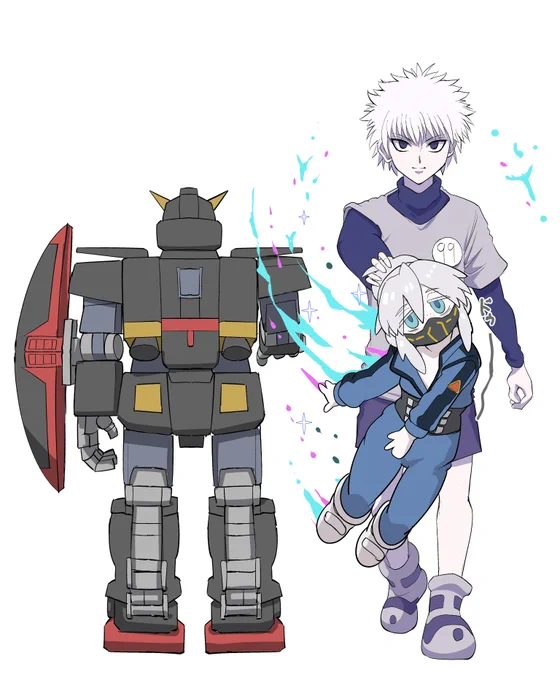 落書き、サイコガンダムから心臓を盗むキルア。 