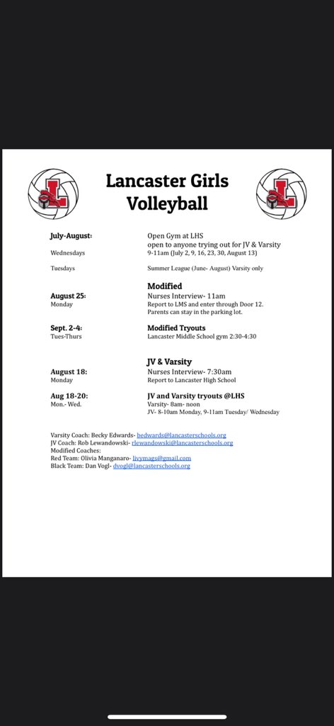 lancaster_vb's tweet image. 🚨Tryout information 🚨