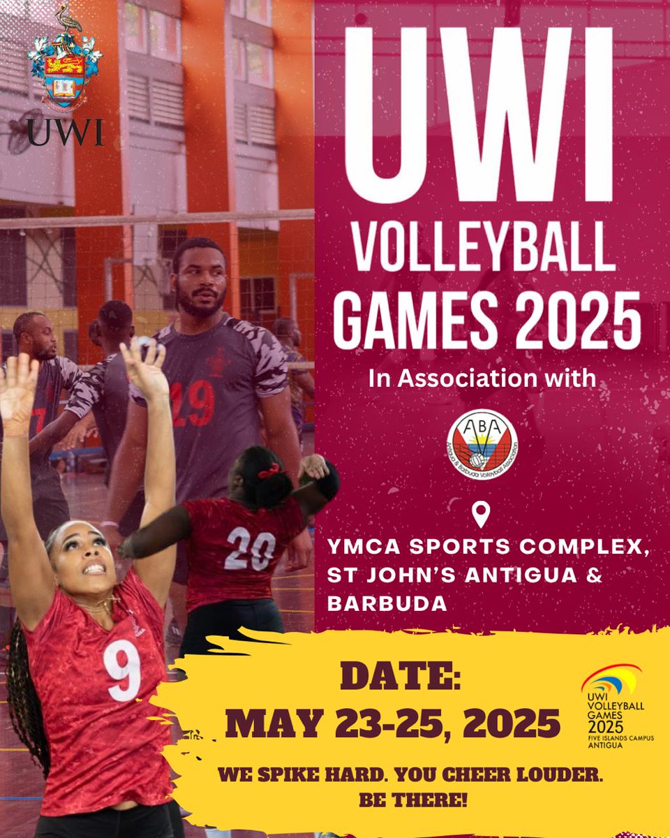 5islandsguild's tweet photo. The UWI Games are back, and this year, it’s GAME ON in Antigua! 🏐🔥 Get ready for 3 DAYS of epic volleyball action at the YMCA Sports Complex, where passion meets competition! 💥🏆 DON'T.  MISS.  OUT ‼️‼️ UWI UWI UWI,  OI OI OI‼️‼️‼️ https://t.co/XpfYxa5ubG