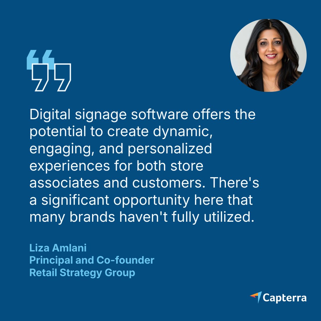 Capterra (@capterra) on Twitter photo 🪧Digital signage software has reshaped how consumers interact with content. Despite its potential, smaller retailers often hesitate to adopt the tech, says <a href="/TheMerchantLife/">Liza Amlani</a>.
Check out our guide on purchasing and maximizing digital signage software 👉 bit.ly/4k51MN9 🪧Digital signage software has reshaped how consumers interact with content. Despite its potential, smaller retailers often hesitate to adopt the tech, says <a href="/TheMerchantLife/">Liza Amlani</a>.
Check out our guide on purchasing and maximizing digital signage software 👉 bit.ly/4k51MN9