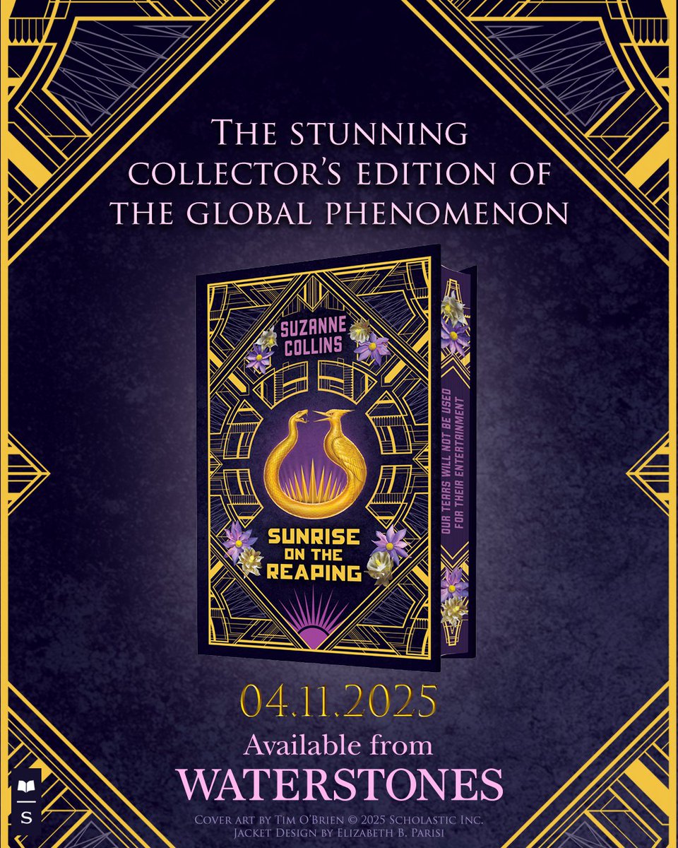 Sunrise on the Reaping, the book EVERYONE is talking about (together with its film casting), arrives in a deluxe collectors' edition this November with a stunning new design, foil and patterned edge. A must for the shelves of every Hunger Games fan: waterstones.com/book/sunrise-o…