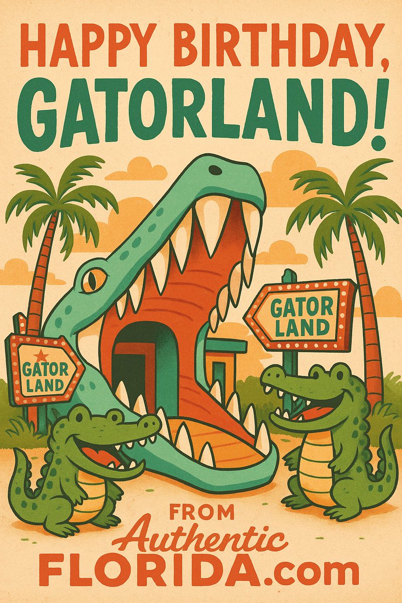 AuthenticFL's tweet photo. Not sure of the exact date, but Happy 76th Birthday, @Gatorland, the โAlligator Capital of the Worldโ๐๐
Highlights from our last visit: The Gator Jumparoo Show, the white alligator exhibit & the flamingos.๐ฆฉWe said no to the Zipline. ๐ณ
#AuthenticFlorida #Gatorland #OldFLA https://t.co/6QbJt7Z5me