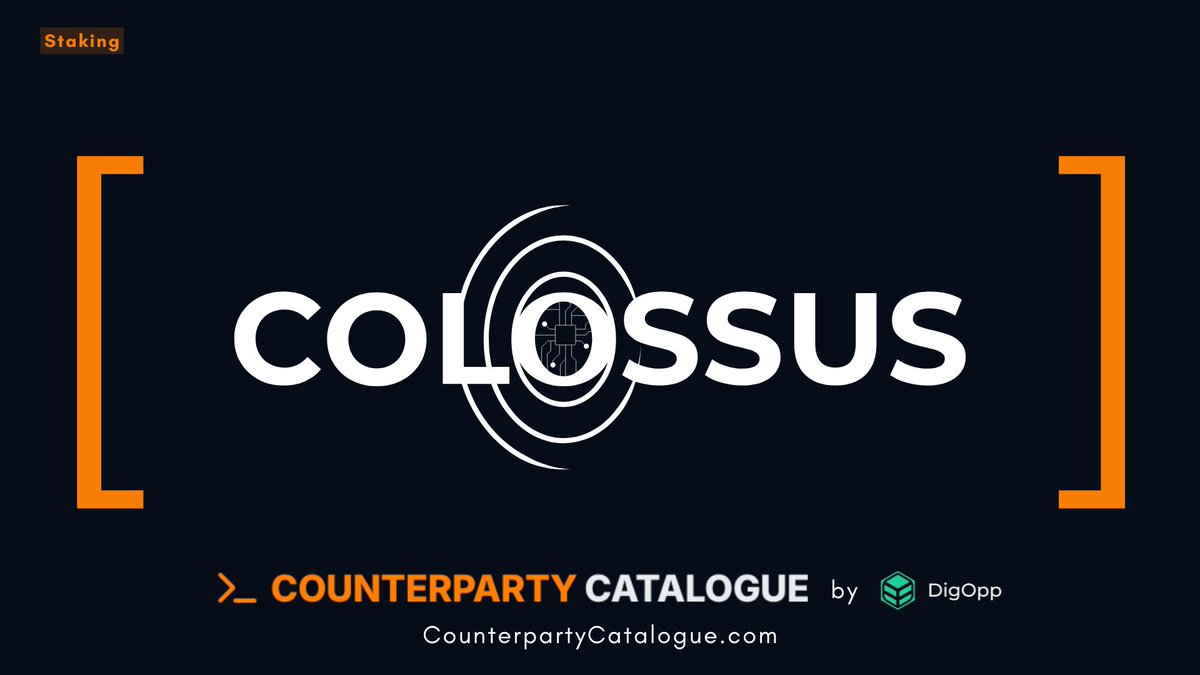 ✨️ Today's Spotlight: <a href="/ColossusItaly/">Colossus Digital</a>

🔗: counterpartycatalogue.com/service_provid…

Colossus is a blockchain tech provider that offers an institutional hub to connect custody &amp; validator infras for enhanced staking, generating yield on assets that are not natively supported by their custodians.