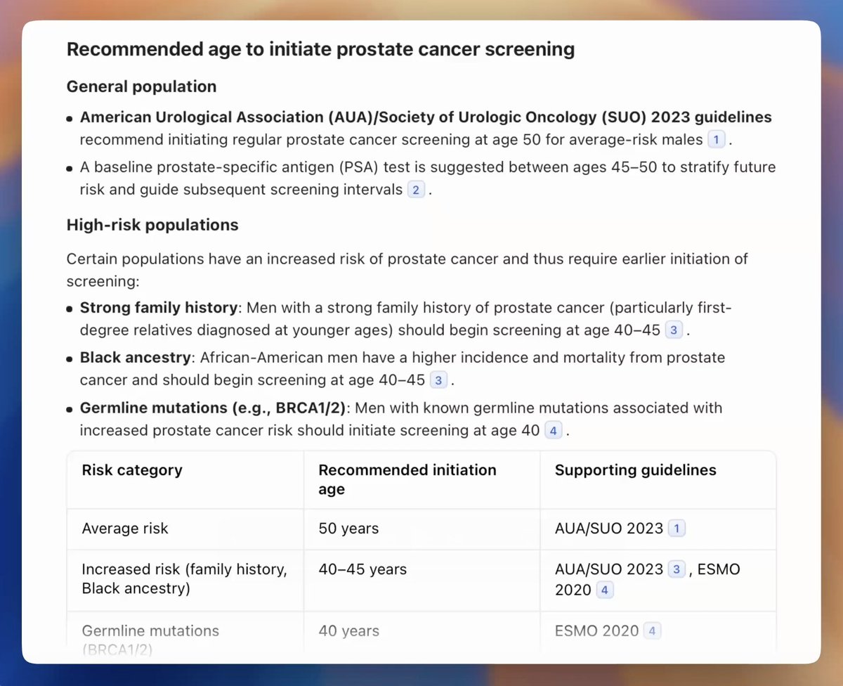 #AskPathway — When should prostate cancer screening begin, and how often should it be performed?

pathway.md/ai/history/30c…