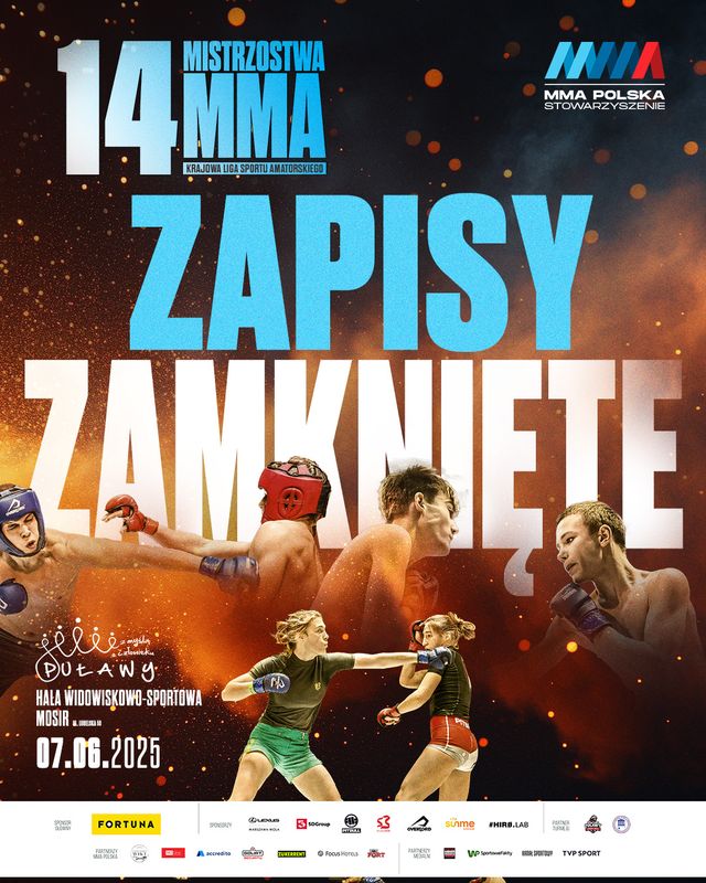 Stało się! Limit opłaconych zgłoszeń został osiągnięty. Mamy więc 900 uczestników 14. Mistrzostw MMA, a co za tym idzie – największe zawody amatorskiego MMA w historii 🔥

Jesteście niesamowici. Dziękujemy! 🤝