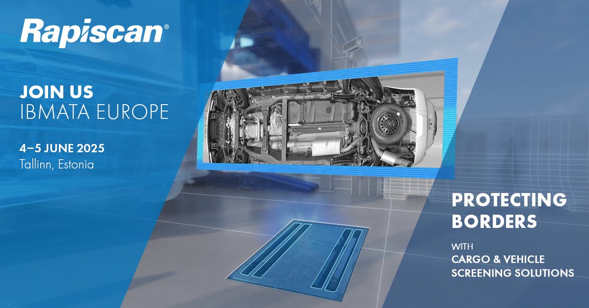 RapiscanCargo's tweet image. We’re proud to be a Silver Sponsor at #IBMATA in Tallinn on June 4–5. Visit our exhibit to see how our X-ray inspection, optical inspection, and radiation detection technology is advancing border security without slowing trade or travel. #SmartBorders #BorderSecurity