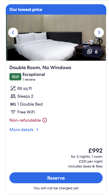 JoeTwyman's tweet image. Despite recent difficulty in the polls, this is one of the few remaining hotel rooms within half a mile of the Labour Party Conference this autumn.
