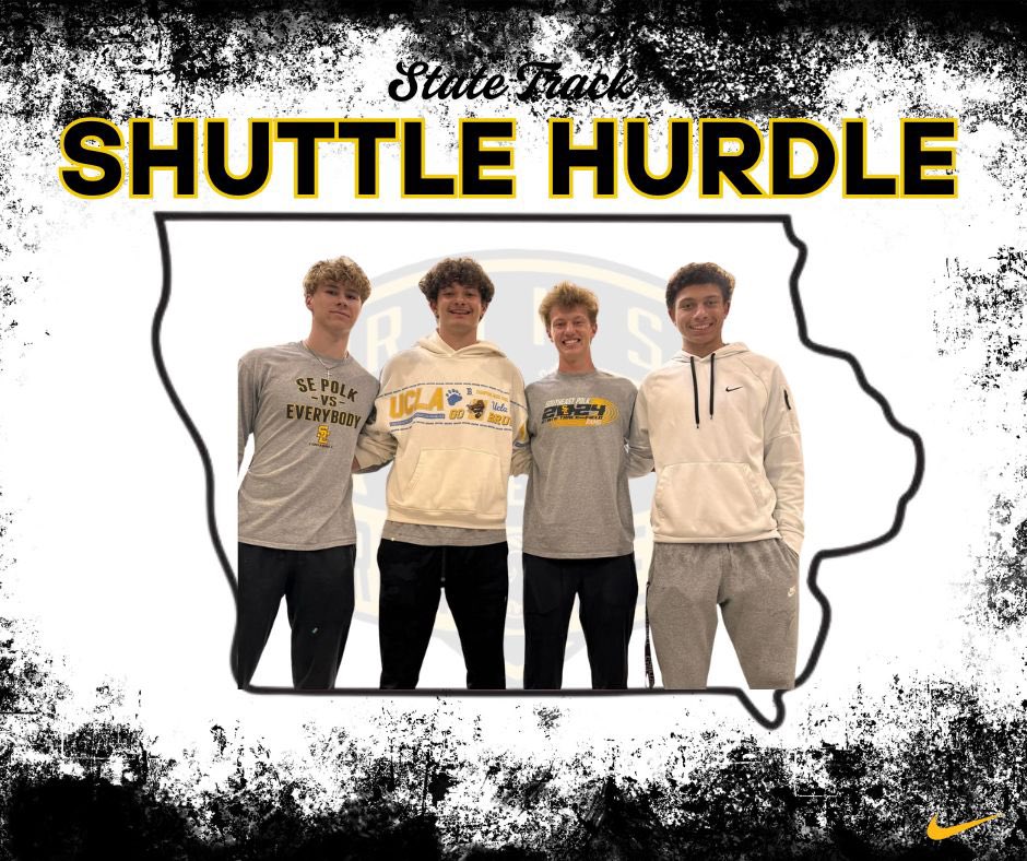 Our shuttle hurdle team will compete Thursday afternoon 💪🏼

▪️Jack Shields
▪️Aaden Levy
▪️Bentley Brennick
▪️AJ Van Der Brink