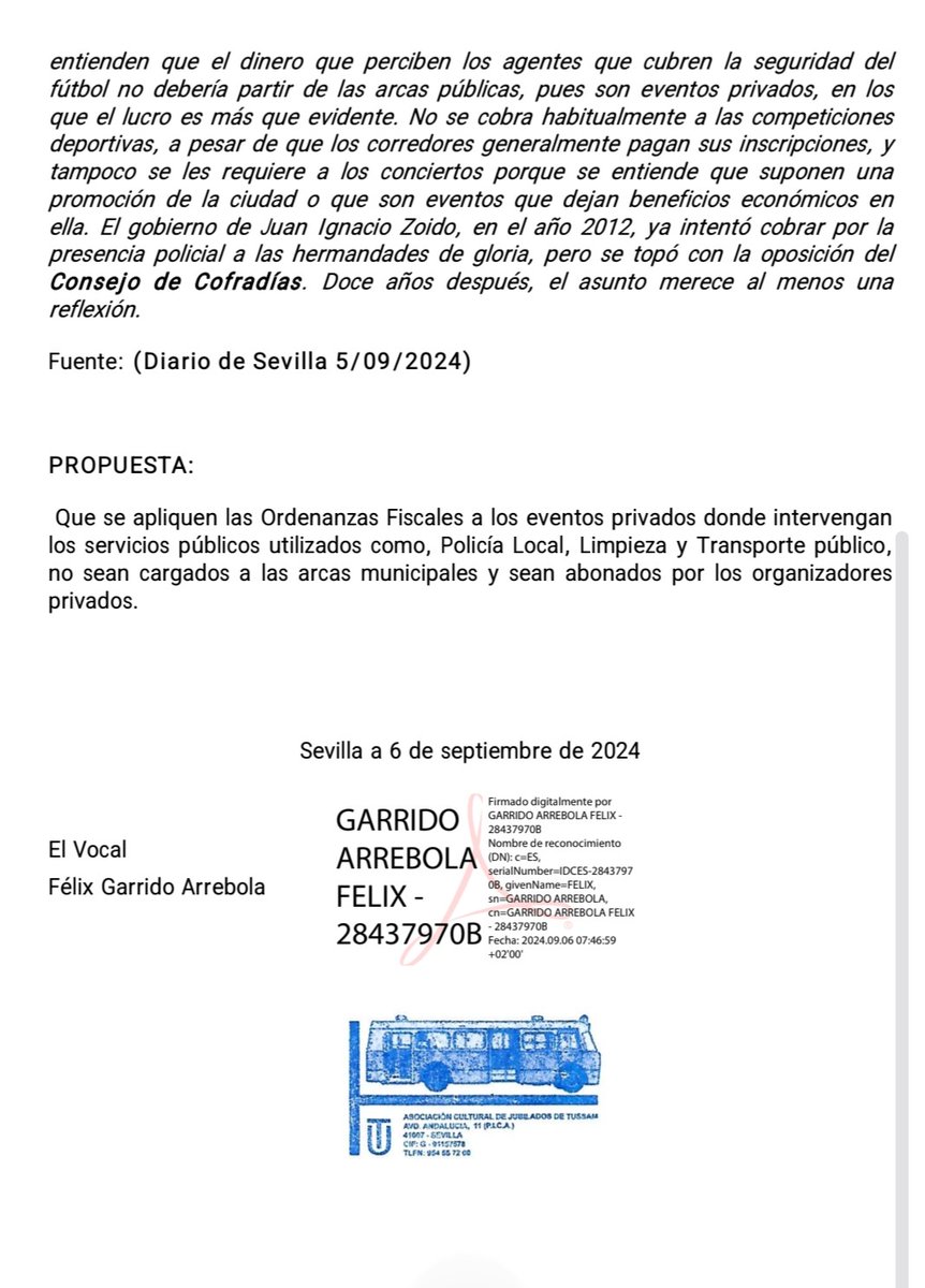 Vaya, resulta que la tasa anunciada por el alcalde de Sevilla fue una propuesta de la Asociación Cultural de Mayores de Tussam aprobada en Junta Municipal de Distrito el año pasado. ¿Casualidad o apropiación de ideas?