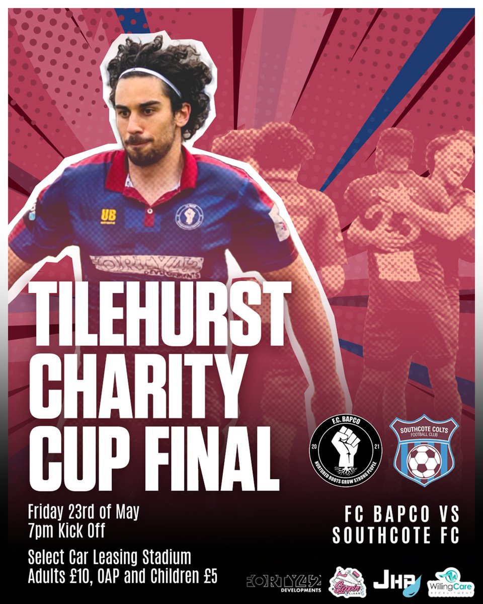 F.C. BAPCO (@fcbapco) on Twitter photo It's final time as we try and secure the treble.
Friday 23rd of May
7pm Kick Off
Select Car Leasing Stadium (<a href="/ReadingFC/">Reading FC</a>)
<a href="/fcbapco/">F.C. BAPCO</a> vs Southcote FC
Adults ยฃ10, OAP and Children ยฃ5
<a href="/RDGSundayLeague/">Reading Sunday League</a> Tilehurst Charity Cup Final ๐
#UPTHEBAPCO It's final time as we try and secure the treble.
Friday 23rd of May
7pm Kick Off
Select Car Leasing Stadium (<a href="/ReadingFC/">Reading FC</a>)
<a href="/fcbapco/">F.C. BAPCO</a> vs Southcote FC
Adults ยฃ10, OAP and Children ยฃ5
<a href="/RDGSundayLeague/">Reading Sunday League</a> Tilehurst Charity Cup Final ๐
#UPTHEBAPCO