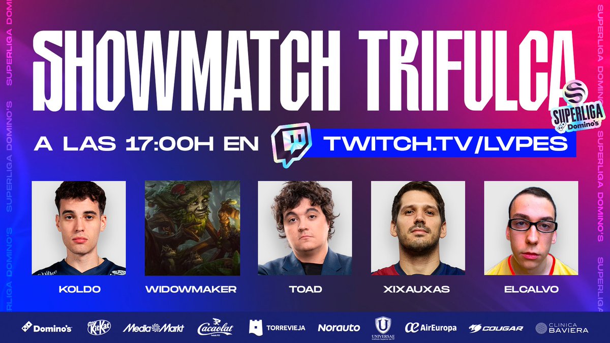 Superliga Domino's - League of Legends (@lvpeslol) on Twitter photo ¡Sorpresón! 😈
Hoy probamos TRIFULCA, el nuevo modo de juego de <a href="/lol_es/">League of Legends ES</a>, en un Showmatch exclusivo antes de la #SuperligaDominos.
⏰ 17.00 en nuestro canal
Y estos serán los invitados especiales que se unen a la fiesta: ¡Sorpresón! 😈
Hoy probamos TRIFULCA, el nuevo modo de juego de <a href="/lol_es/">League of Legends ES</a>, en un Showmatch exclusivo antes de la #SuperligaDominos.
⏰ 17.00 en nuestro canal
Y estos serán los invitados especiales que se unen a la fiesta: