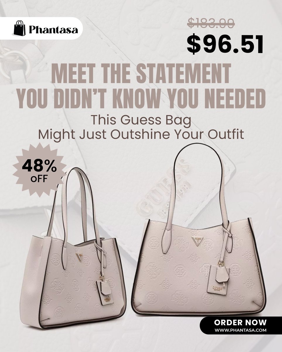 Phantasa__'s tweet photo. 48% OFF your new favorite accessory!🔥
This Guess bag is pure elegance and priced to wow 👇👜
Shop now at https://t.co/98KjjPNTzw
#guessbags #FashionDeals #BagGoals #StyleUpgrade #accessoryaddict #phantasa #LuxuryOnBudget #womenbags https://t.co/o5OZ8oBXWw
