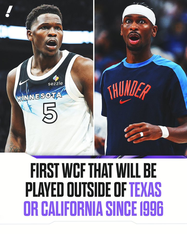 AlvaroNBAMartin's tweet photo. Datazoe imagen de @YahooSports:

estas son las primeras Finales del Oeste desde 1996 sin un equipo con sede en Texas o California. https://t.co/oaYxB37pVu
