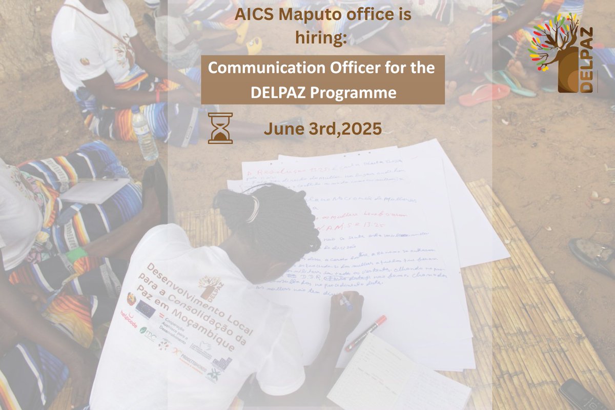 📢 We're hiring!

 AICS Maputo is looking for a 𝐈𝐧𝐭𝐞𝐫𝐧𝐚𝐭𝐢𝐨𝐧𝐚𝐥 𝐂𝐨𝐦𝐦𝐮𝐧𝐢𝐜𝐚𝐭𝐢𝐨𝐧 𝐎𝐟𝐟𝐢𝐜𝐞𝐫 to join the team of the DELPAZ Programme

🔗 Find out more and apply here → maputo.aics.gov.it/home-ita/oppor…