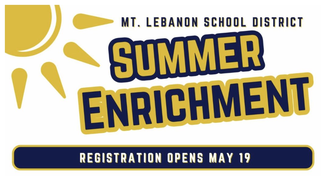 Get ready for a summer of discovery and creativity! The Mt. Lebanon Summer Enrichment Program is open to students entering grades 4–8 for the 2025–2026 school year. Explore this year’s exciting offerings in our course catalog available on our website: mtlsd.org/families/summe…