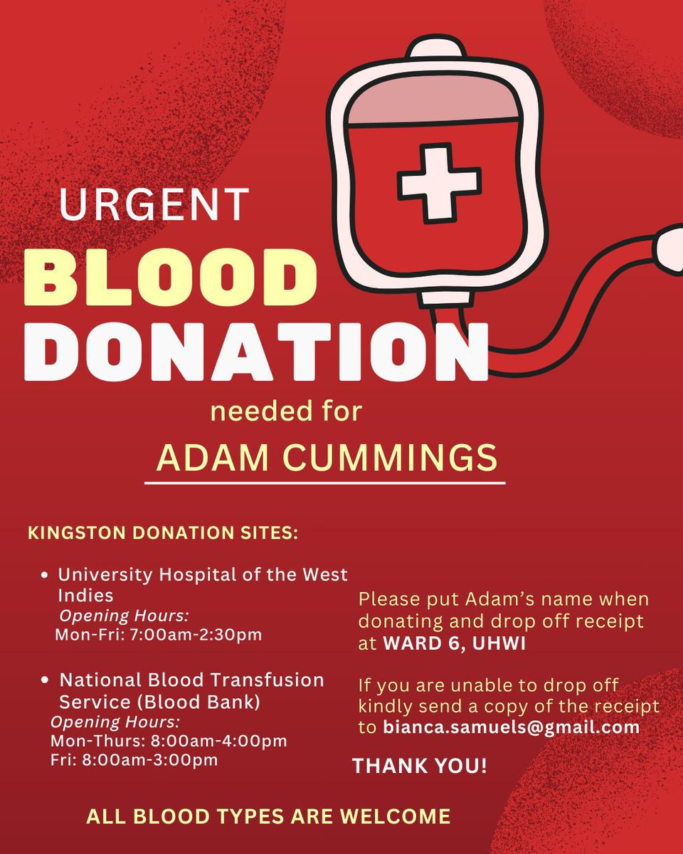 Yooooo everyone I need all hands on deck. Mi G, Adam Cummings needs blood and would love it if you could take some time to donate today. 

Please instructions on fliers