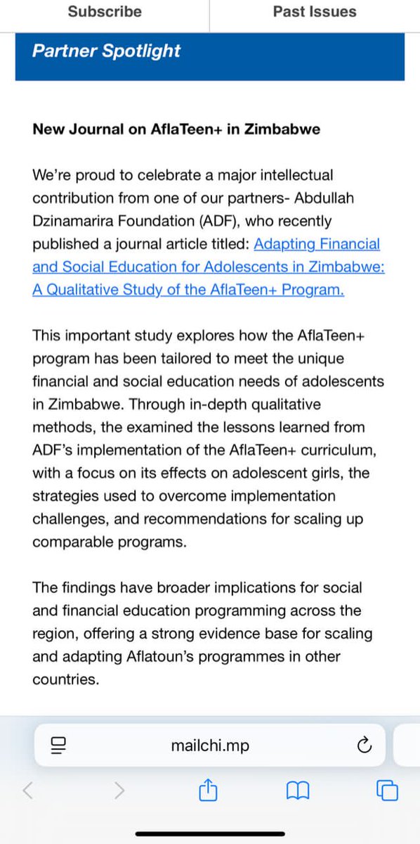 Our new journal article, "Adapting Financial and Social Education for Adolescents in Zimbabwe," is making waves. Big thank you to Aflatoun International for the opportunity. Read our journal article here: sciencedirect.com/science/articl… 
 #Education #SocialandFinancialEducation