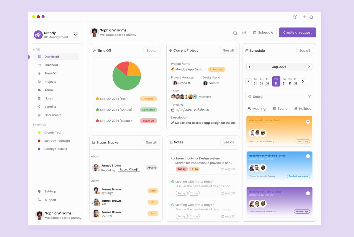 HR management dashboard.