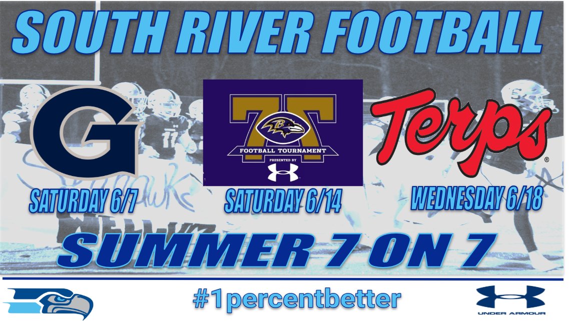 Looking forward to a busy June 7 on 7 schedule full of great competition!
6/4 <a href="/broadneckfb/">Broadneck Football</a> 
6/7 <a href="/HoyasFB/">Georgetown Football</a> 
6/14 <a href="/Ravens/">Baltimore Ravens</a> 
6/18 <a href="/TerpsFootball/">Maryland Football</a>