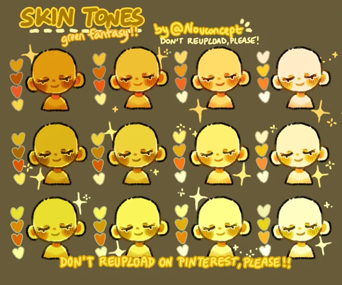 all my warm fantasy skin tones together