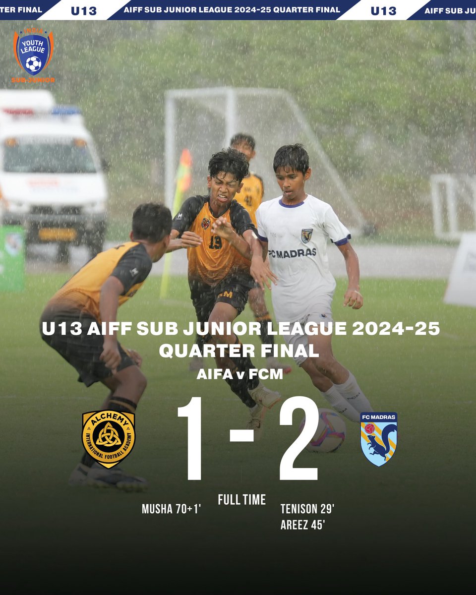 fcmadras's tweet photo. Grit. Goals. Glory.
A semi-final ticket punched.
#FCMadras #AIFF #FCM #FlyingSquirrels #ChampionsForLife #WinningTogether #MadeInMadras
#AIFFYouthLeague #AIFFSubJuniorLeague https://t.co/60w0QemHK0