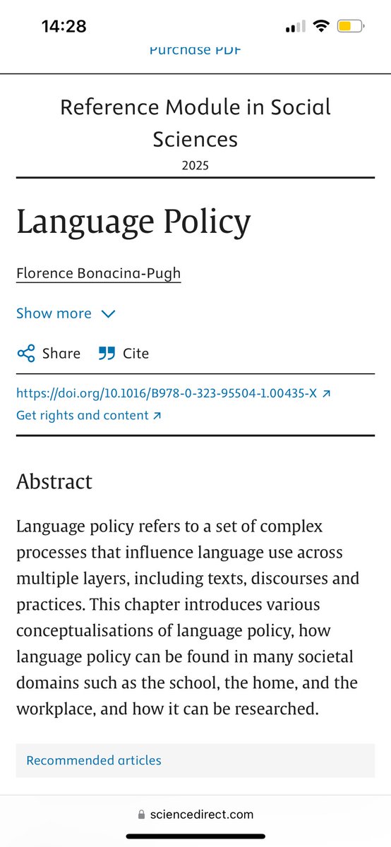 I enjoyed writing this introductory chapter to the field of Language Policy for The International Encyclopedia of Language and Linguistics, 3rd edition. 

sciencedirect.com/science/articl…

<a href="/MorayHouse/">Moray House School of Education and Sport</a> 
<a href="/langpolicy/">BAAL Language Policy Group</a>