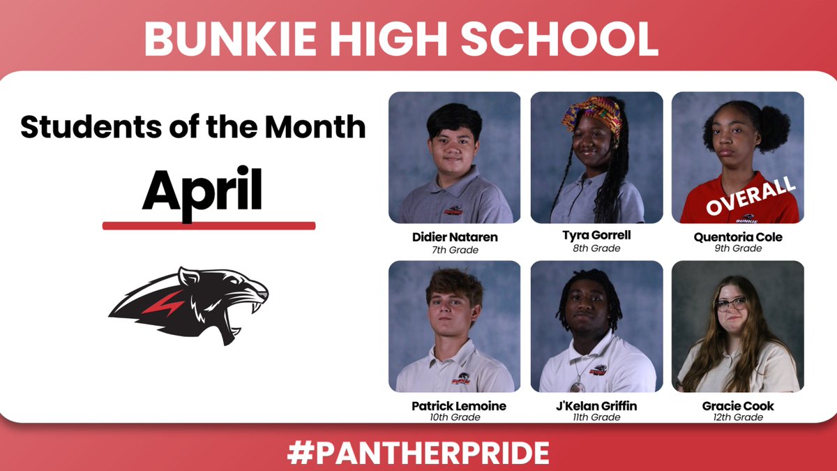 Congratulations to our April Students of the Month! 
#PantherPride #PantherPath