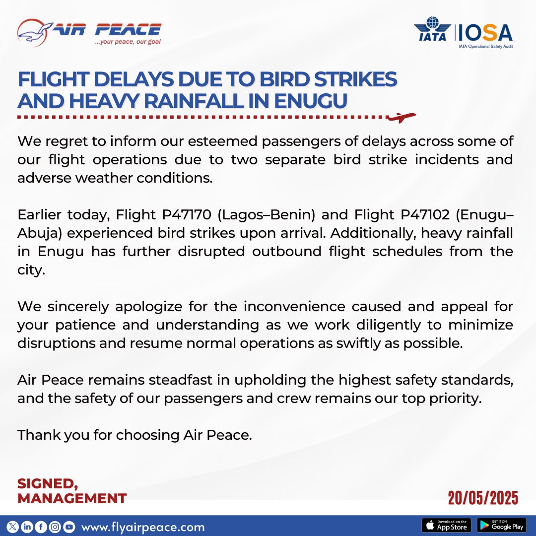 Air Peace tweet media