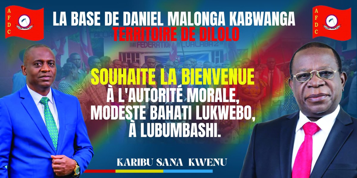 meisaacmuteba's tweet photo. La Base de #Danial_MALONGA , Président Fédéral de L'AFDC LUALABA 2, dans le territoire de #DILOLO,Souhaite la bienvenue à l'icône de la politique Congolaise, Honorable Professeur @PLukwebo , Autorité Morale de L'#AFDC_A.
Haut-Katanga ni kwanu, KARIBU SANA. https://t.co/ir0lXoUUq7