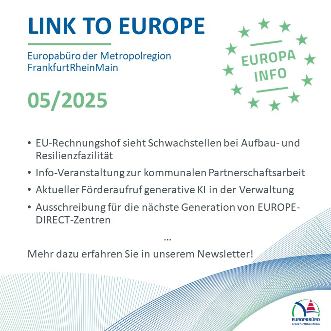 📣In unser aktuellen Ausgabe des #EuropaInfo berichten wir über die Kritik des Europäischen Rechnungshofs am Corona-Aufbauprogramm der EU und die daraus resultierenden Empfehlungen für den nächsten Mehrjährigen Finanzrahmen der EU.
Mehr dazu👉europabuero-frm.de/media/custom/2…