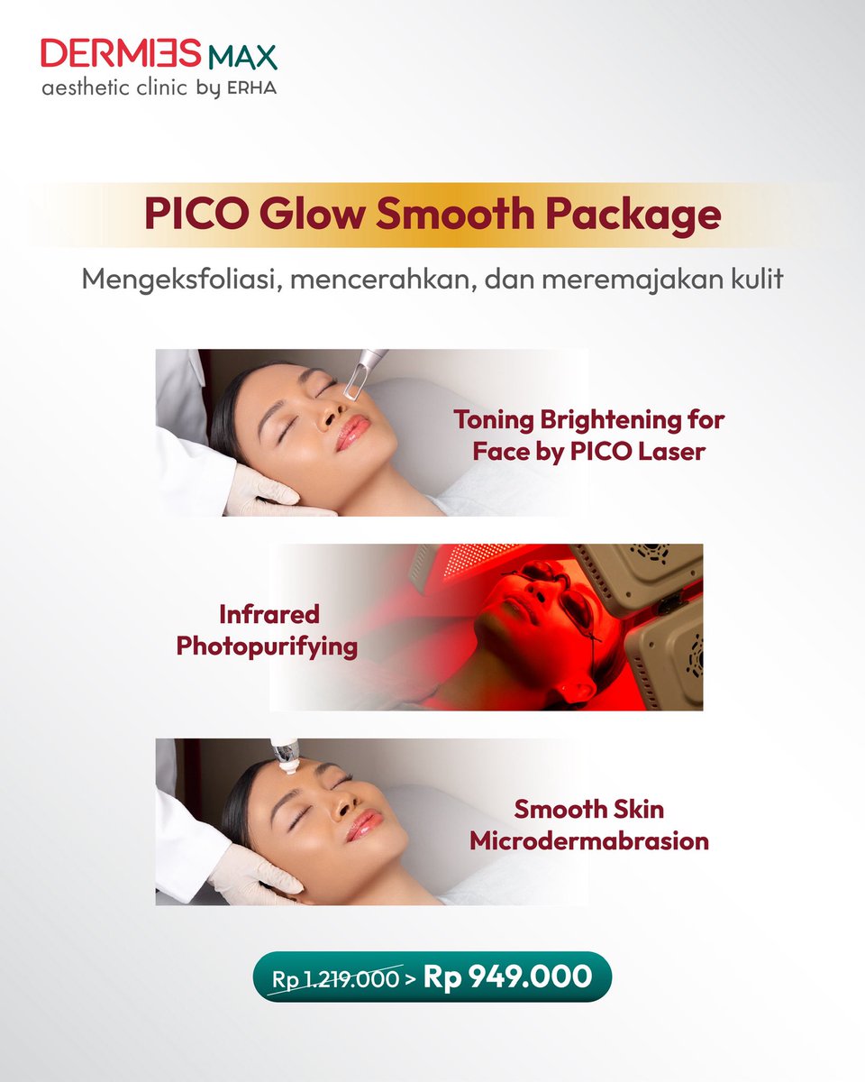 DermiesMax's tweet photo. Pengen glowing pas tanggal tua? Bisa banget!
Beli 3 treatment sekaligus cuma 900ribu aja loh😍
1x treatment kulit langsung glowing, halus, dan makin cerah✨

Cus langsung booking sebelum kehabisan promonya! https://t.co/cxx7Tk9pzi