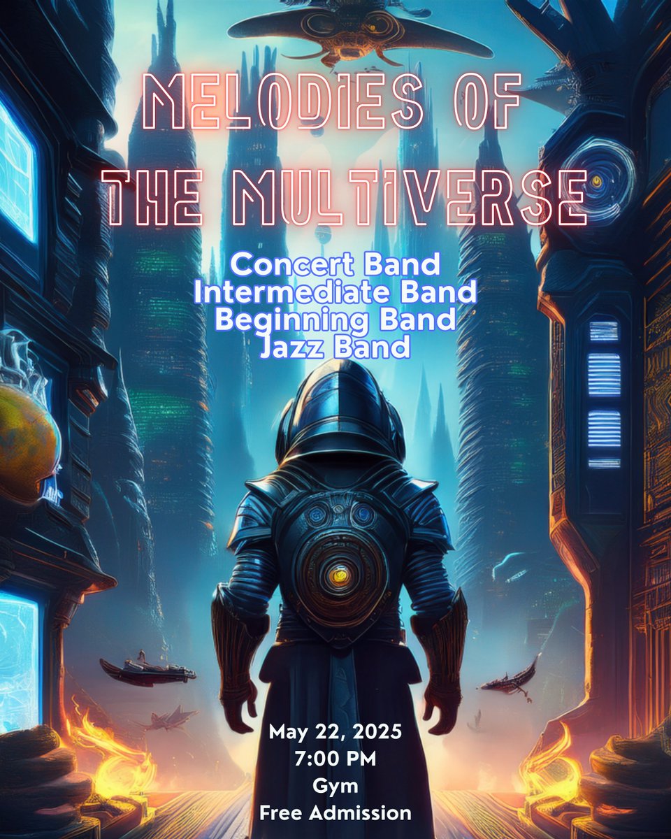 Join us as Wendell Magnet Middle School Band travels through time, space, and sound at our annual Spring Band Concert!

Date: May 22
Time: 7:00 PM
Location: WMMS Gym 

From epic movie themes to music from far-off worlds.

Admission is FREE — come support our young musicians!