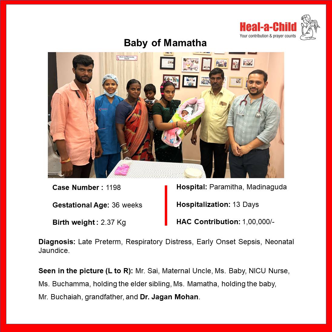 Baby of Mamatha #discharged after 13 days of care fromParamitha Hospitals for Women and Children