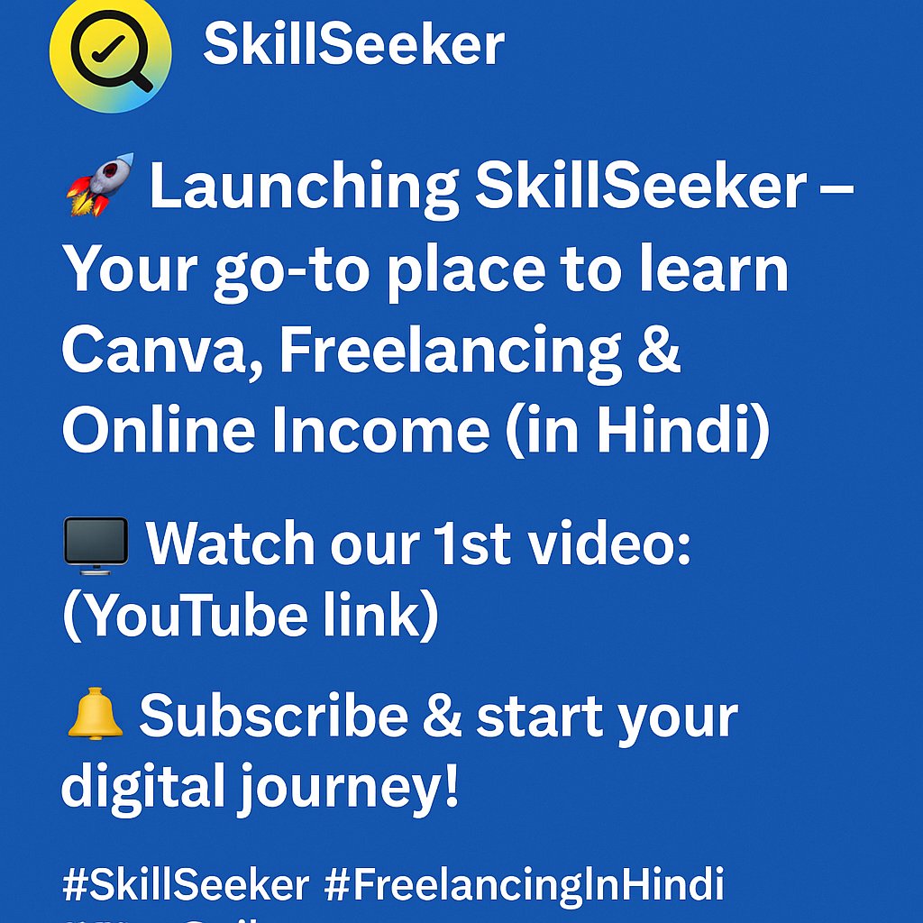 SanjayV15956429's tweet photo. ๐ SkillSeeker is LIVE on YouTube!
๐บ Learn how to earn from Fiverr in Hindi โ perfect for beginners!
๐ฏ Step-by-step tutorial.
๐ Watch now: https://t.co/whjwat05N1
๐ฌ Like, Comment & Share!
#SkillSeeker #EarnOnline #FiverrHindi #FreelancingTips #WorkFromHomeIndia https://t.co/XcDEY4HsfD