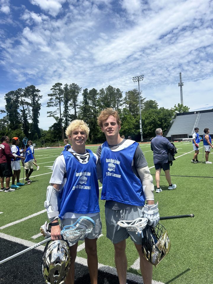 Congratulations to Trojan lacrosse standouts Sam Robinson and Hutch Jennings for being selected for the DiVarsity All-Star game over the weekend! Sam had an assist, and Hutch added a goal in the game for their team. Go Trojans! #GoldStandard