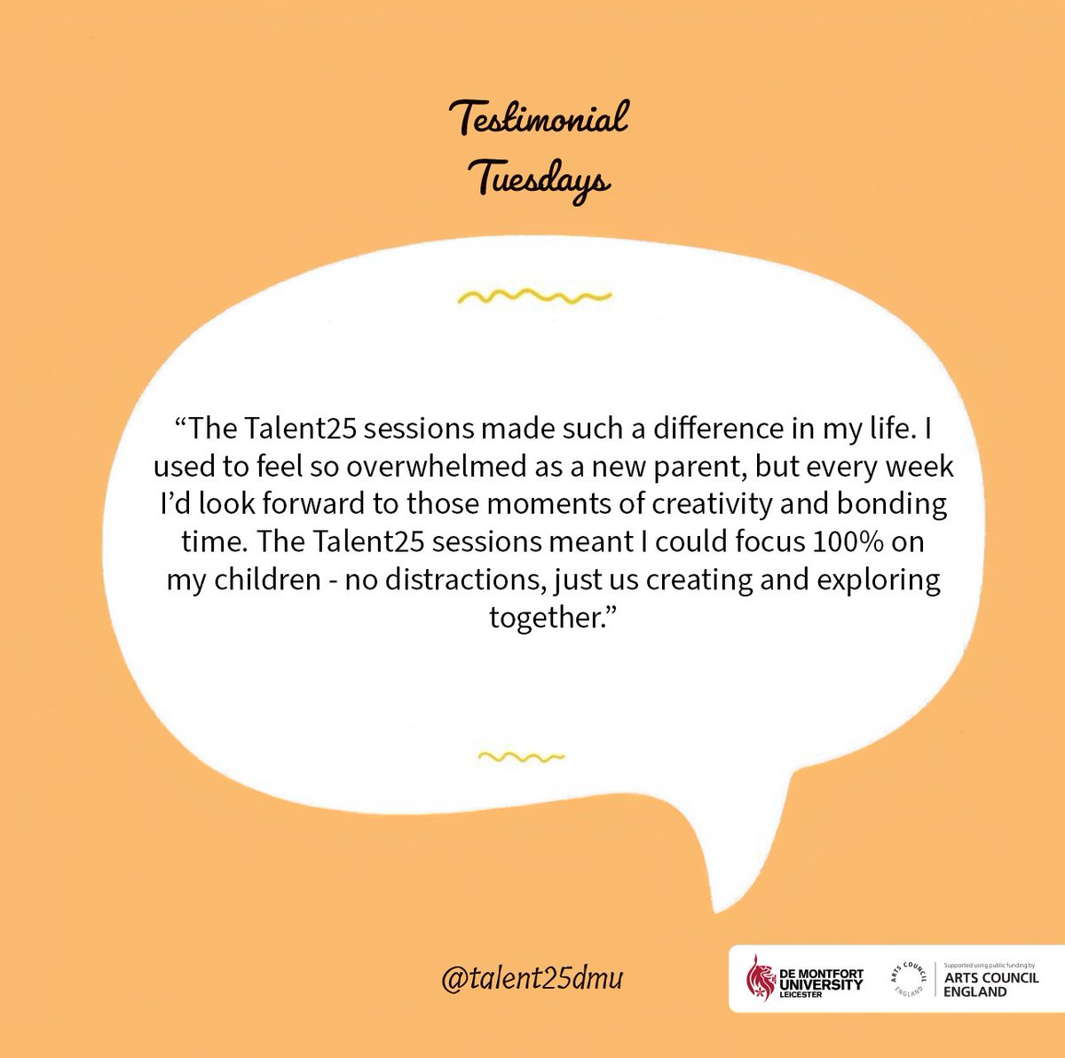 Hear more from our amazing parent participants as they share inspiring and honest stories about the positive impact our sessions are making together. ✨

#Talent25DMU #TestimonialTuesday #DMUResearch #WeAreTalent25 #T25Artists #AspireCreativity #ResearchProgramme