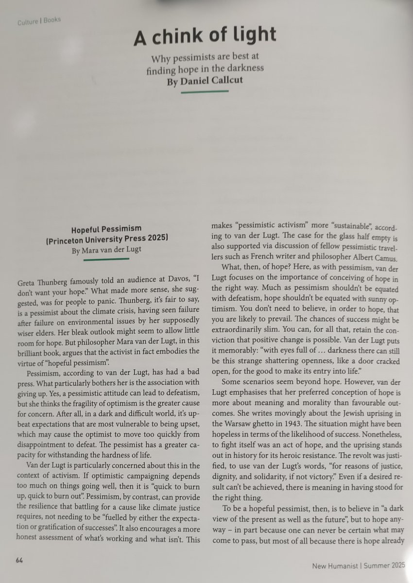 Daniel Callcut (@danielcallcut) on Twitter photo I've a review of Mara van der Lugt's brilliant new book, Hopeful Pessimism, in the summer issue of New Humanist magazine <a href="/NewHumanist/">New Humanist</a> <a href="/Humanists_UK/">Humanists UK</a> I've a review of Mara van der Lugt's brilliant new book, Hopeful Pessimism, in the summer issue of New Humanist magazine <a href="/NewHumanist/">New Humanist</a> <a href="/Humanists_UK/">Humanists UK</a>