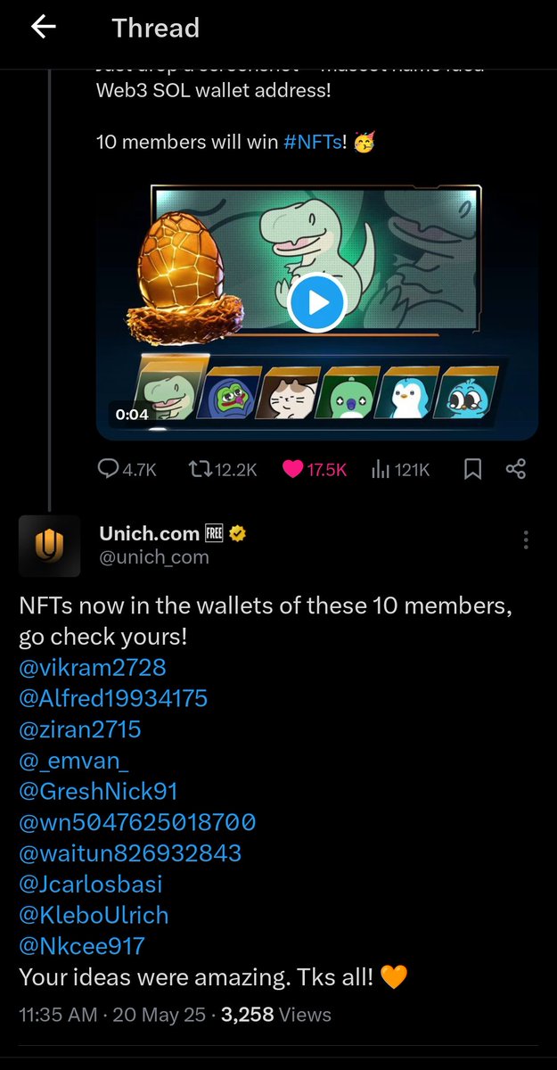 Nkcee917's tweet photo. Massive shoutout to @unich_com for the incredible opportunity to win an exclusive NFT! Their innovative spirit and dedication to the community are truly inspiring. Can't wait to see what the future holds for Unich! #UnichProject #NFTGiveaway #CommunitySupport" https://t.co/b2EsdvtJ5Y