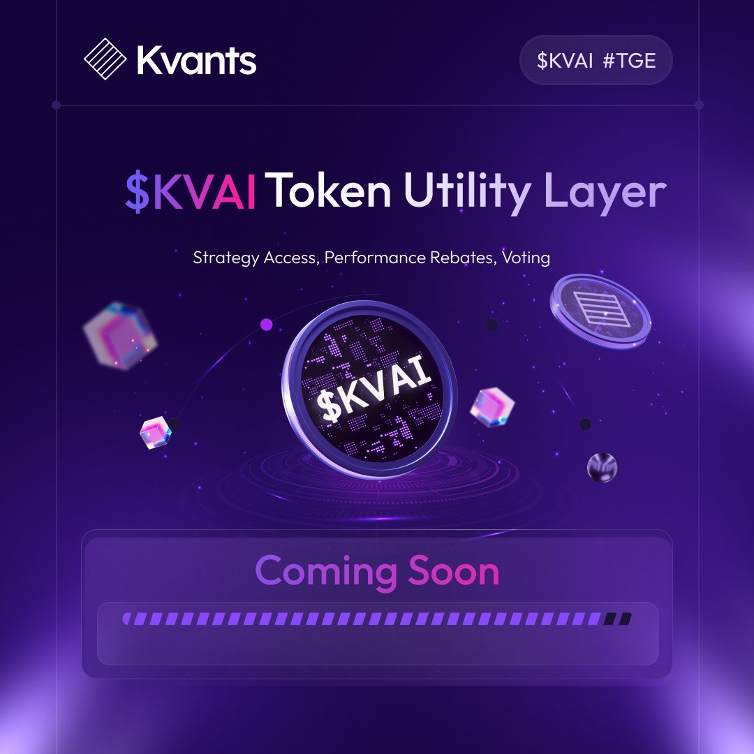 KvantsAI's tweet photo. Real utility is the real edge. 🚀

$KVAI utility layer goes live soon!

@Kvants offers you strategy access, juicy performance rebates, and governance power all in one token. 🔥

Stay tuned to get in early.

#KVAI #TGE #Kvants #AIAgent https://t.co/1TIHwHlTZk