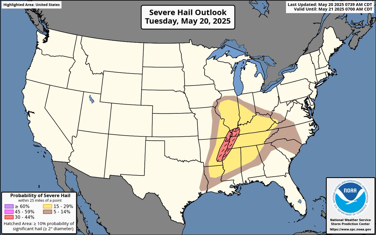 Multiple rounds of severe thunderstorms are expected today through this evening, centered on the Mid/Deep South, Tennessee/Lower Ohio Valleys, and Cumberland Plateau. Tornadoes, some of which could be strong, along with scattered to widespread damaging winds, and large to