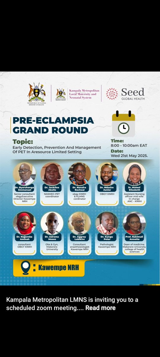 πππππππ ππππππππ πππ
πππππ (@kawempenrh) on Twitter photo Don't miss βοΈ Pre-eclampsia Ground Round tomorrow, Wednesday 21st May 2025 <a href="/KawempeNRH/">πππππππ ππππππππ πππ
πππππ</a>
TOPIC: Early detection, Prevention And Management of PET In a Resouce Limited Setting.
<a href="/MakCHS_SOM/">Makerere University School of Medicine</a> <a href="/MakerereCHS/">Makerere University College of Health Sciences</a> <a href="/NasmecUG/">National Safe-Motherhood Expert Committee (NASMEC)</a> <a href="/Ndozire/">Junior Ndozire</a> <a href="/Adroma_Moses/">Adroma Moses</a> <a href="/aggreylub/">aggrey Lubikire</a> <a href="/KunguPeter/">Kungu Peter</a> Don't miss βοΈ Pre-eclampsia Ground Round tomorrow, Wednesday 21st May 2025 <a href="/KawempeNRH/">πππππππ ππππππππ πππ
πππππ</a>
TOPIC: Early detection, Prevention And Management of PET In a Resouce Limited Setting.
<a href="/MakCHS_SOM/">Makerere University School of Medicine</a> <a href="/MakerereCHS/">Makerere University College of Health Sciences</a> <a href="/NasmecUG/">National Safe-Motherhood Expert Committee (NASMEC)</a> <a href="/Ndozire/">Junior Ndozire</a> <a href="/Adroma_Moses/">Adroma Moses</a> <a href="/aggreylub/">aggrey Lubikire</a> <a href="/KunguPeter/">Kungu Peter</a>