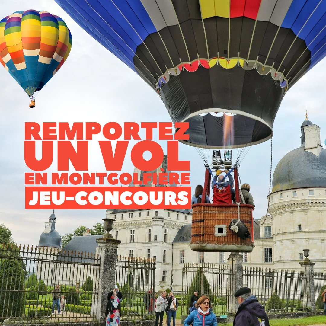 🔴 𝗝𝗘𝗨-𝗖𝗢𝗡𝗖𝗢𝗨𝗥𝗦 🎈 | Rendez-vous sur Facebook et Instagram pour remporter une expérience mémorable : nous vous offrons un baptême de l'air en montgolfière (2 personnes) au-dessus du palais de Talleyrand 𝗰𝗲 𝘃𝗲𝗻𝗱𝗿𝗲𝗱𝗶 𝟮𝟯 𝗺𝗮𝗶 ! 😍 #JeuConcours